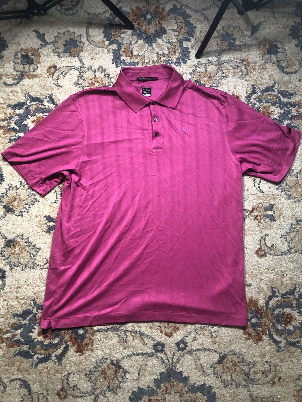 Tiger Woods Nike Shirt Mens XL Pink Polo Golf Performance Stretch DriFit